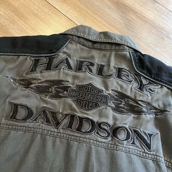Harley Davidson Grey Buttonup Shirt Men Medium Bin G-42 - Picture 7 of 7